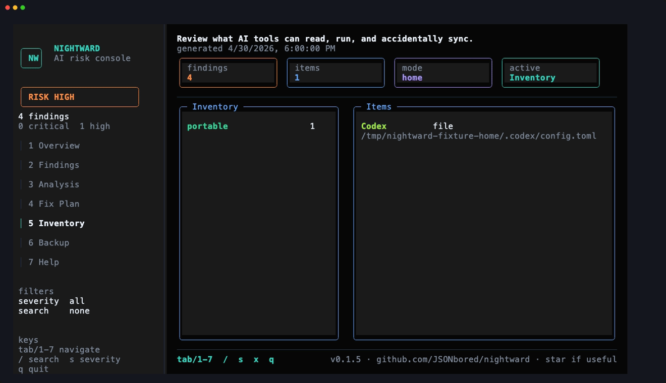Nightward TUI fixture inventory